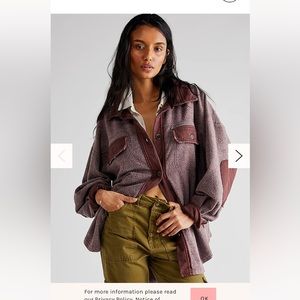 Free People ✨ Oversized Cozy Button Down w/ Elbow Patches and Pockets